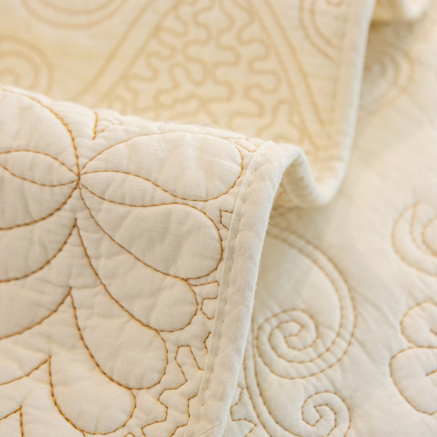 Baroque Floral Quilted Cotton Sofa Cover, Non-Slip Washable Couch Protector - Ornate Home