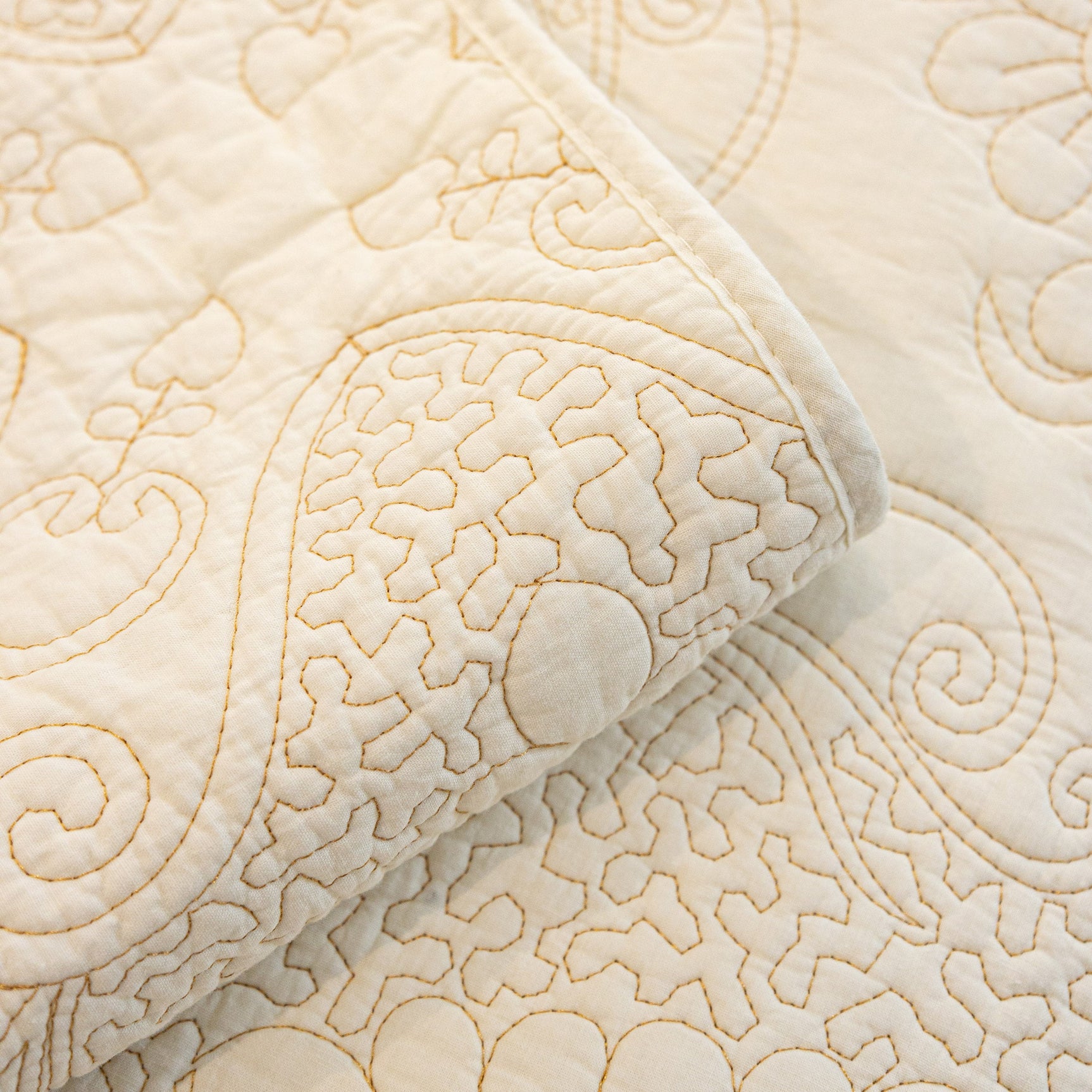 Baroque Floral Quilted Cotton Sofa Cover, Non-Slip Washable Couch Protector - Ornate Home