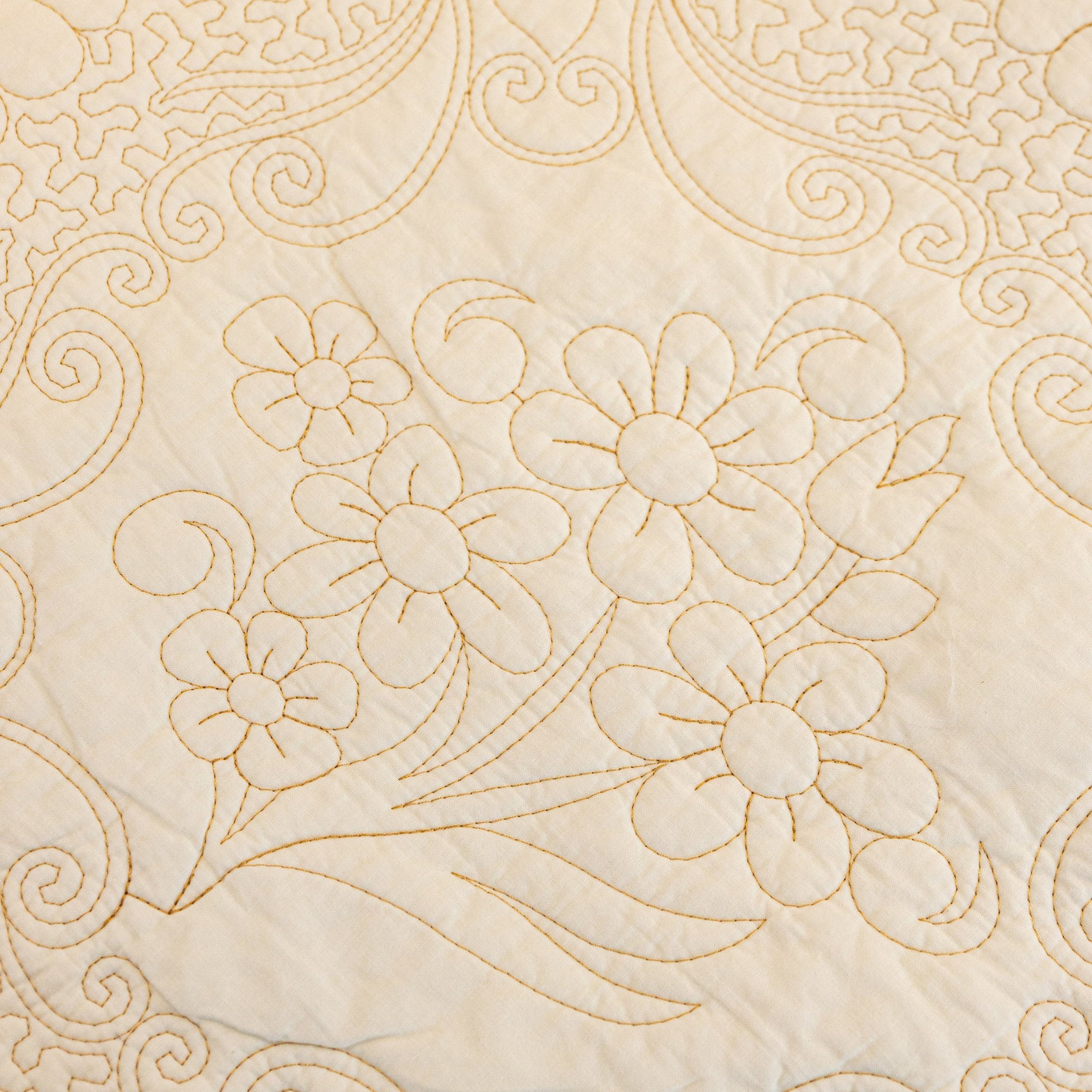Baroque Floral Quilted Cotton Sofa Cover, Non-Slip Washable Couch Protector - Ornate Home