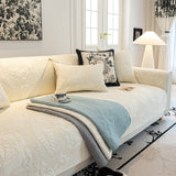 Baroque Floral Quilted Cotton Sofa Cover, Non-Slip Washable Couch Protector - Ornate Home
