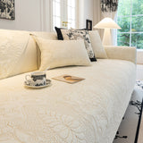 Baroque Floral Quilted Cotton Sofa Cover, Non-Slip Washable Couch Protector - Ornate Home