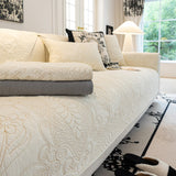 Baroque Floral Quilted Cotton Sofa Cover, Non-Slip Washable Couch Protector - Ornate Home