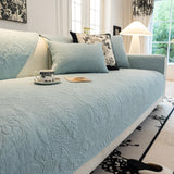Baroque Floral Quilted Cotton Sofa Cover, Non-Slip Washable Couch Protector - Ornate Home