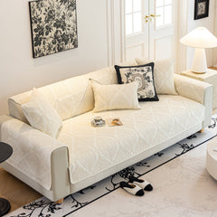 Baroque Sofa Cover – Quilted Cotton, Non-Slip, Washable with Ornate Embroidery - Ornate Home