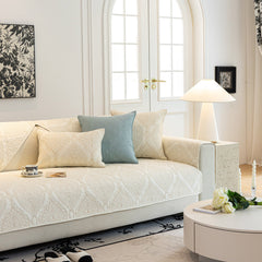 Baroque Sofa Cover – Quilted Cotton, Non-Slip, Washable with Ornate Embroidery - Ornate Home