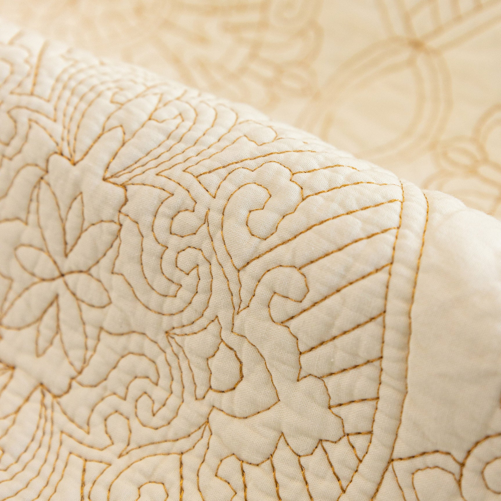 Baroque Sofa Cover – Quilted Cotton, Non-Slip, Washable with Ornate Embroidery - Ornate Home