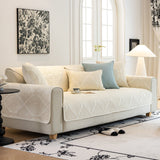 Baroque Sofa Cover – Quilted Cotton, Non-Slip, Washable with Ornate Embroidery - Ornate Home