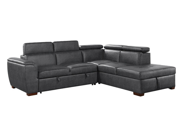 Barre Gray 2-Piece Sectional with Pull-Out Bed And Right Chaise - Ornate Home