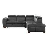 Barre Gray 2-Piece Sectional with Pull-Out Bed And Right Chaise - Ornate Home