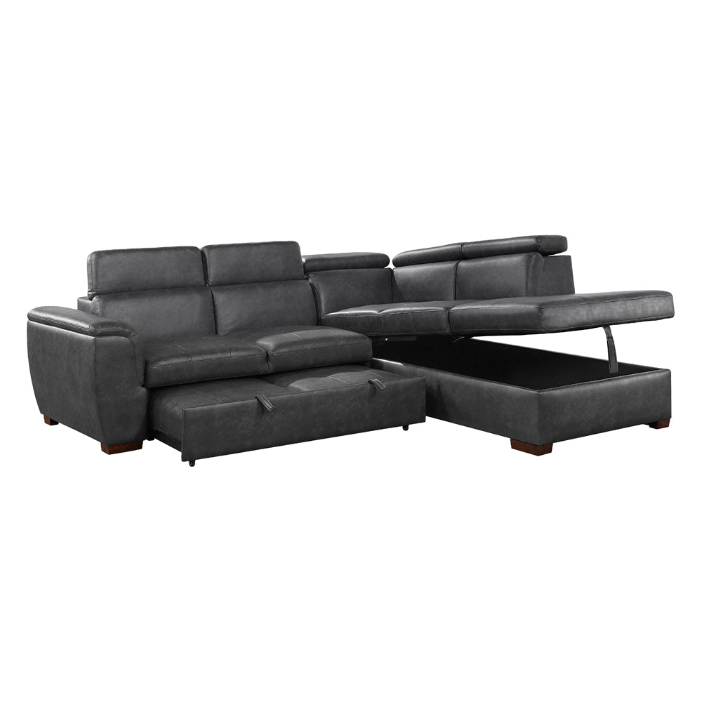 Barre Gray 2-Piece Sectional with Pull-Out Bed And Right Chaise - Ornate Home