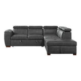 Barre Gray 2-Piece Sectional with Pull-Out Bed And Right Chaise - Ornate Home