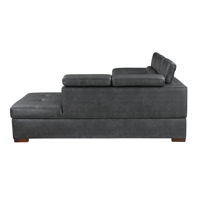 Barre Gray 2-Piece Sectional with Pull-Out Bed And Right Chaise - Ornate Home