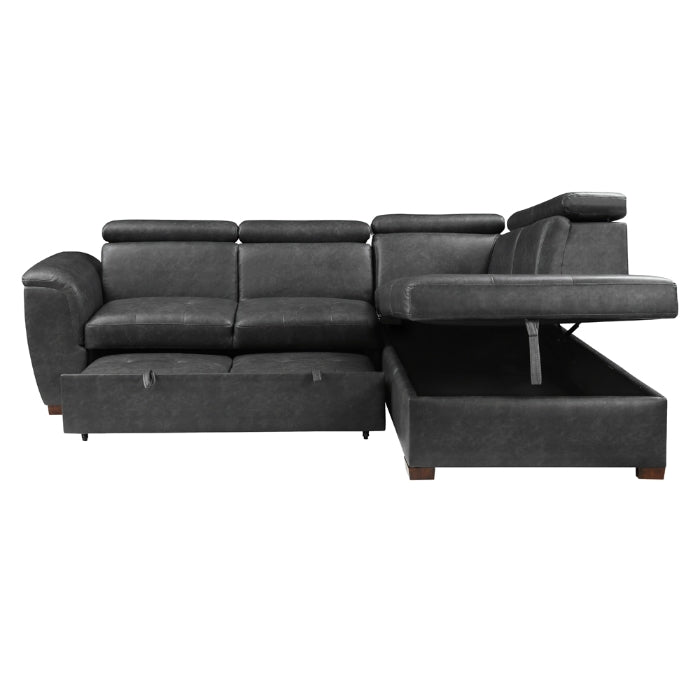 Barre Gray 2-Piece Sectional with Pull-Out Bed And Right Chaise - Ornate Home
