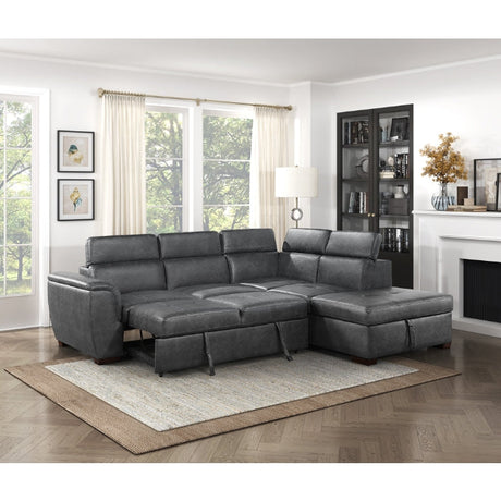 Barre Gray 2-Piece Sectional with Pull-Out Bed And Right Chaise - Ornate Home