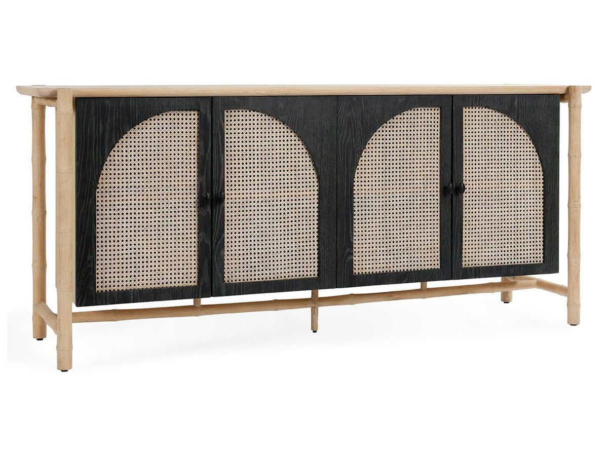 Barrea Natural/Antique Black Cabinet - Ornate Home