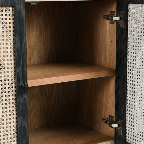 Barrea Natural/Antique Black Cabinet - Ornate Home