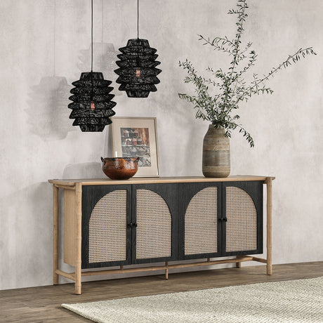 Barrea Natural/Antique Black Cabinet - Ornate Home