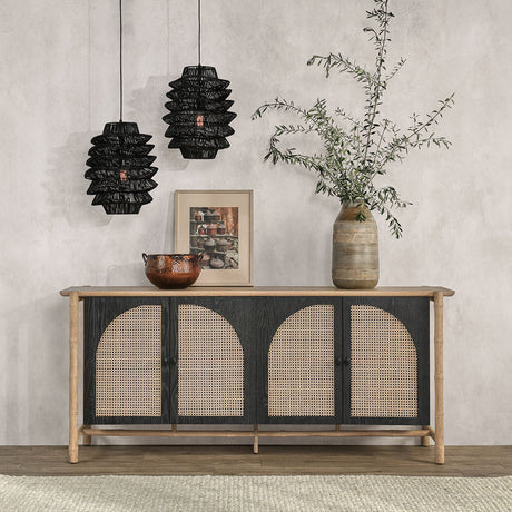 Barrea Natural/Antique Black Cabinet - Ornate Home