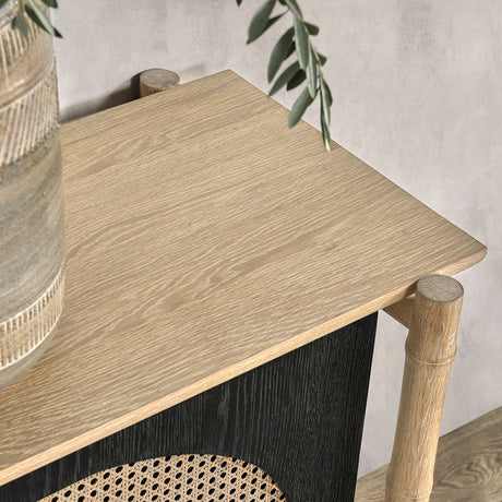 Barrea Natural/Antique Black Cabinet - Ornate Home