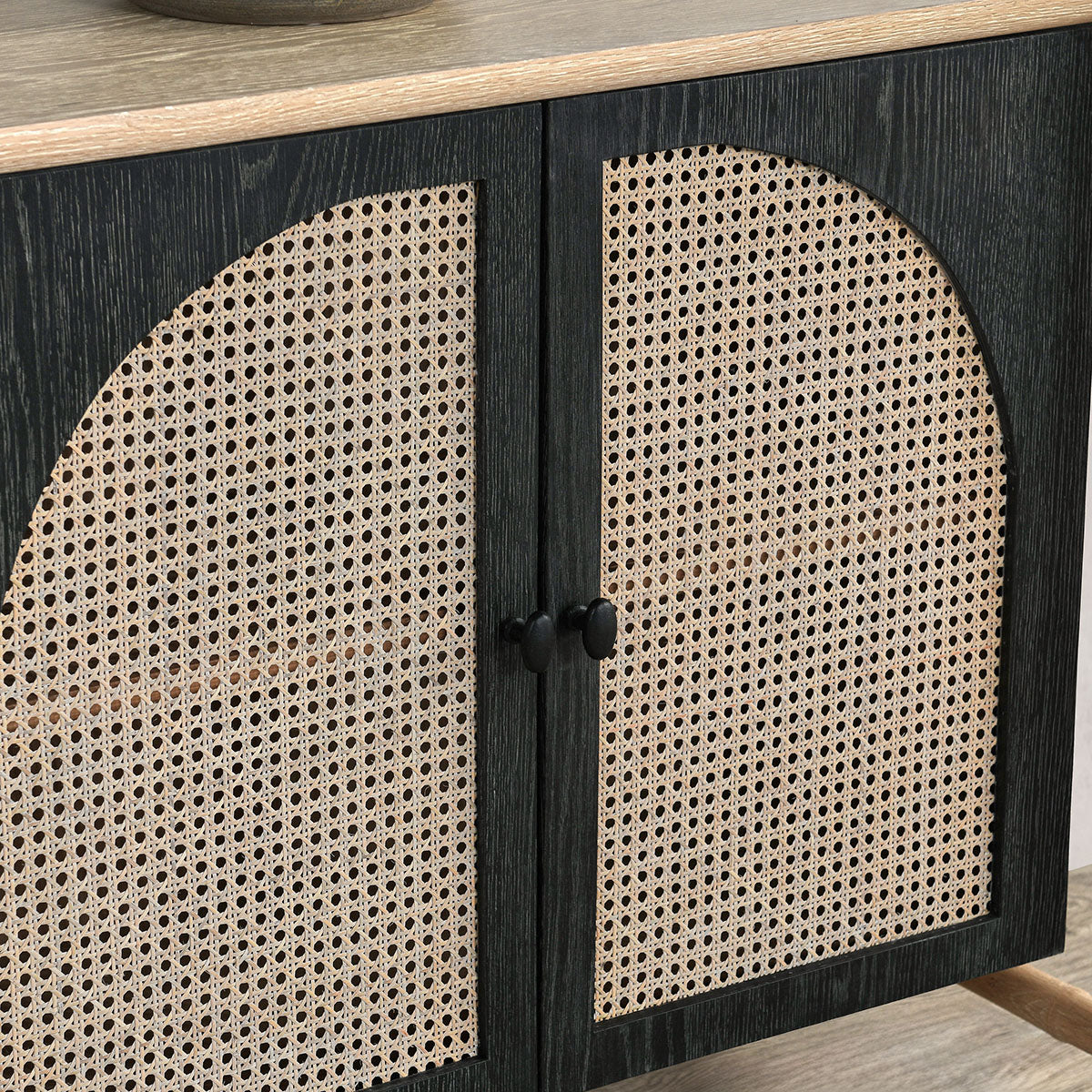 Barrea Natural/Antique Black Cabinet - Ornate Home