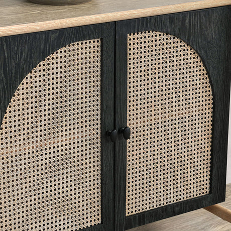 Barrea Natural/Antique Black Cabinet - Ornate Home