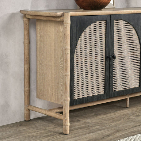 Barrea Natural/Antique Black Cabinet - Ornate Home