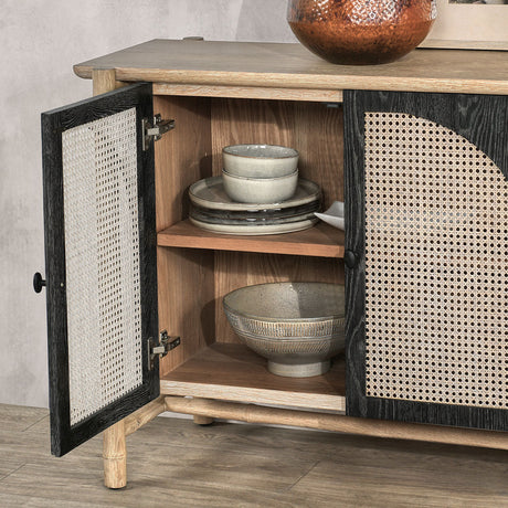 Barrea Natural/Antique Black Cabinet - Ornate Home