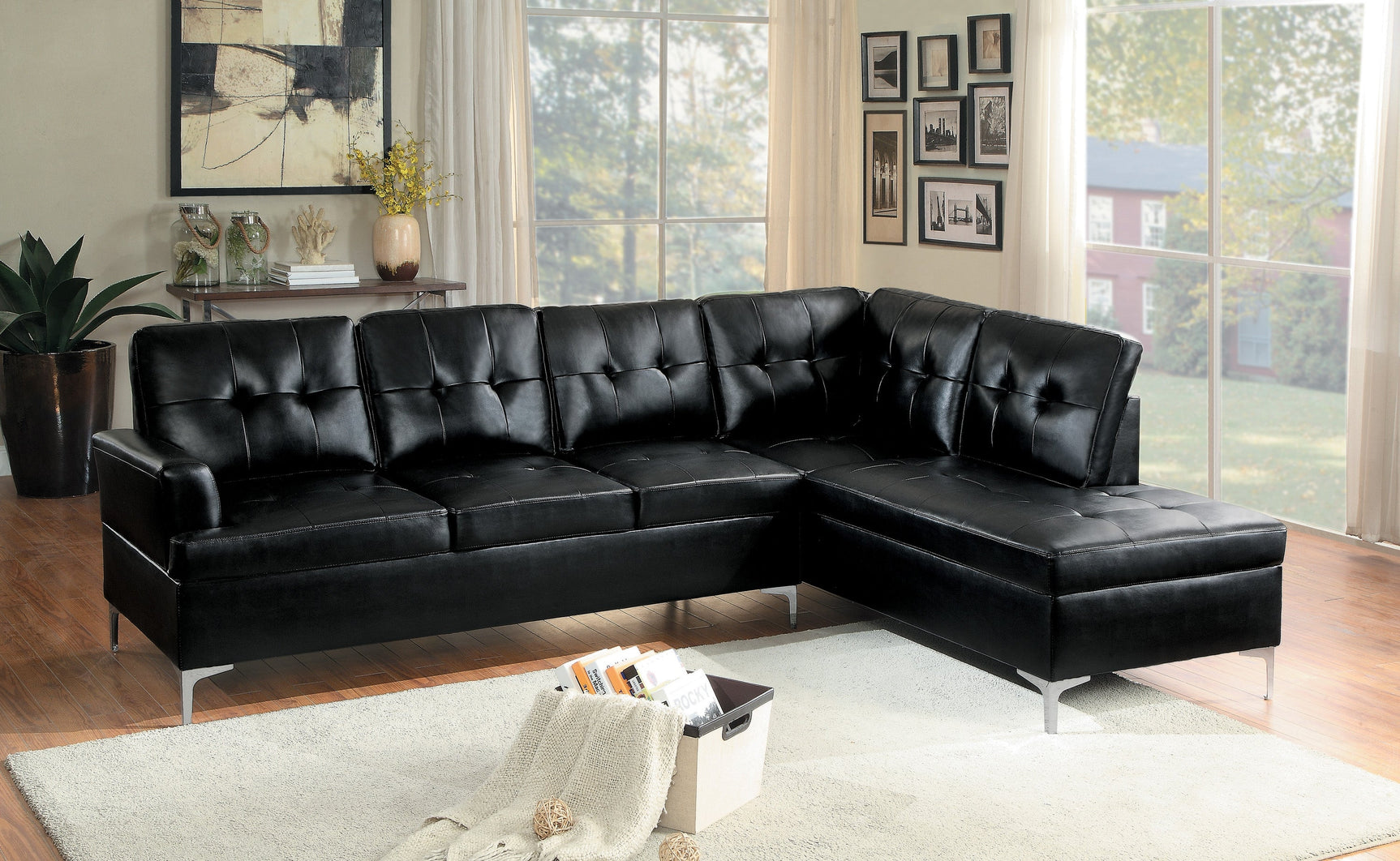 Barrington Black 2-Piece Sectional Right Chaise - Ornate Home