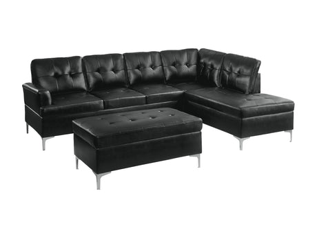 Barrington Black 3-Piece Sectional Right Chaise And Ottoman - Ornate Home