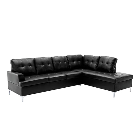 Barrington Black 3-Piece Sectional Right Chaise And Ottoman - Ornate Home