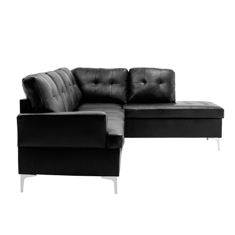 Barrington Black 3-Piece Sectional Right Chaise And Ottoman - Ornate Home