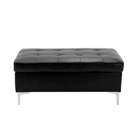 Barrington Black 3-Piece Sectional Right Chaise And Ottoman - Ornate Home