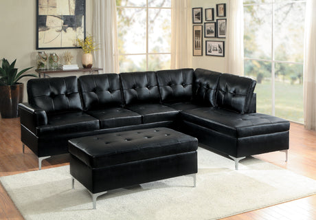 Barrington Black 3-Piece Sectional Right Chaise And Ottoman - Ornate Home