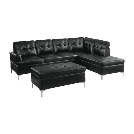 Barrington Black 3-Piece Sectional Right Chaise And Ottoman - Ornate Home