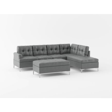 Barrington Black 3-Piece Sectional Right Chaise And Ottoman - Ornate Home