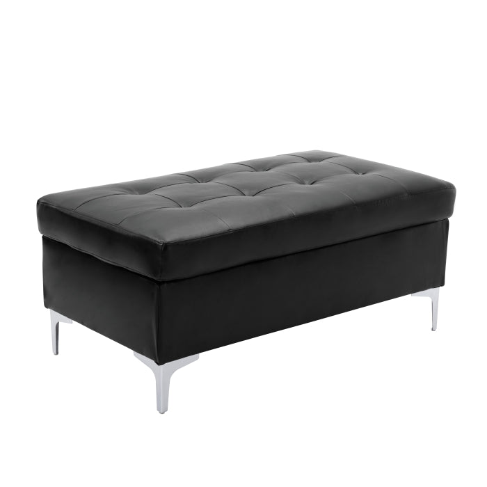 Barrington Black 3-Piece Sectional Right Chaise And Ottoman - Ornate Home