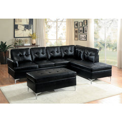 Barrington Black 3-Piece Sectional Right Chaise And Ottoman - Ornate Home