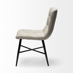 Barrow Beige/Black Solid Back Dining Side Chair (Set of 2) - Ornate Home