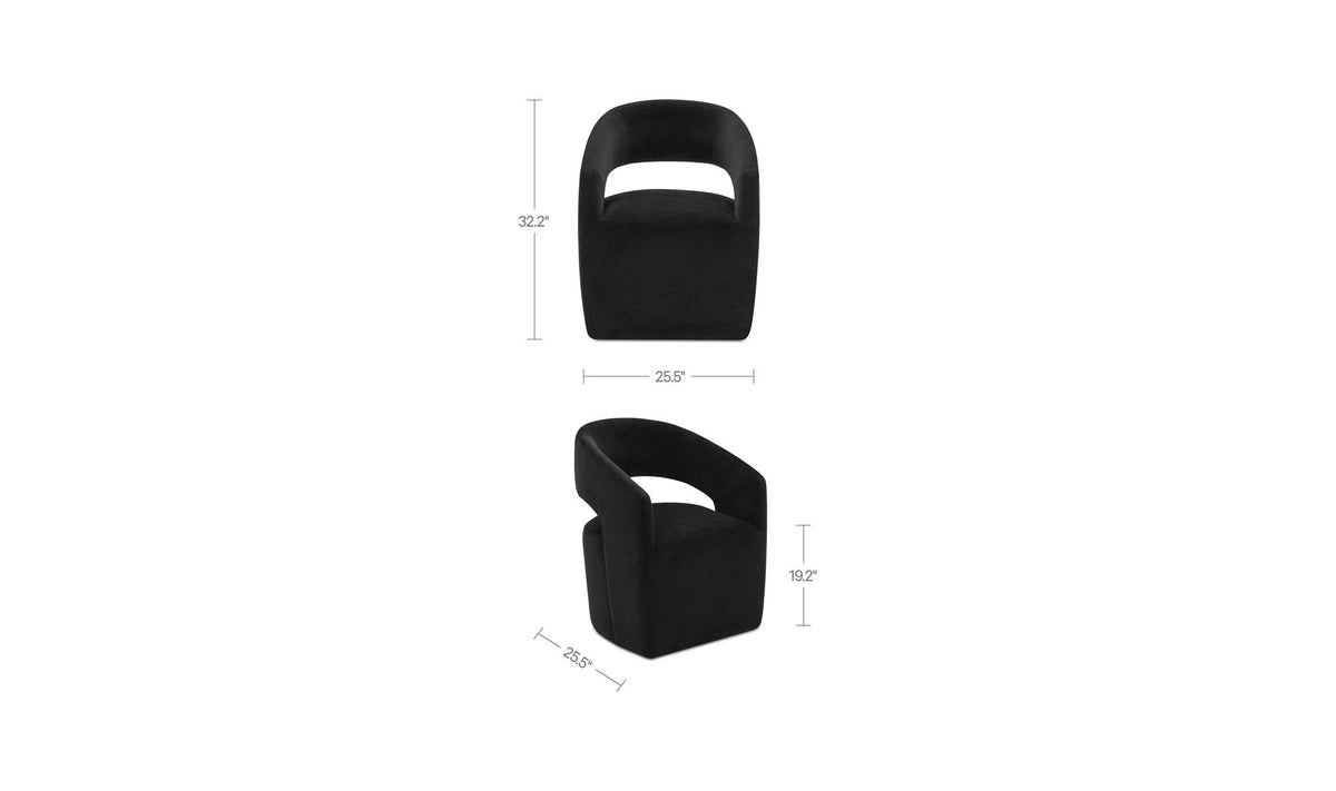 Barrow Black Rolling Dining Chair - Ornate Home