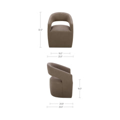 Barrow Soft Taupe Rolling Dining Chair - Ornate Home