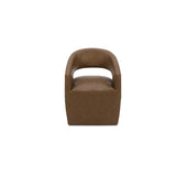 Barrow Tan Leather Rolling Dining Chair - Ornate Home
