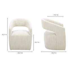 Barrow White Mist Rolling Dining Chair - Ornate Home