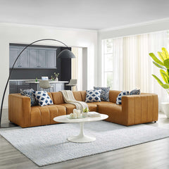 Bartlett Tan 4-Piece Vegan Leather Sectional Sofa - 85.5x127.5" - Ornate Home