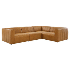 Bartlett Tan 4-Piece Vegan Leather Sectional Sofa - 85.5x127.5" - Ornate Home