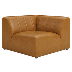 Bartlett Tan 4-Piece Vegan Leather Sectional Sofa - 85.5x127.5" - Ornate Home