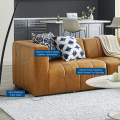 Bartlett Tan 4-Piece Vegan Leather Sectional Sofa - 85.5x127.5" - Ornate Home