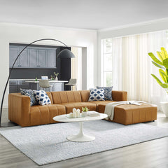 Bartlett Tan 4-Piece Vegan Leather Sectional Sofa - 87x129" - Ornate Home
