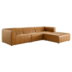 Bartlett Tan 4-Piece Vegan Leather Sectional Sofa - 87x129" - Ornate Home