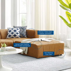 Bartlett Tan 4-Piece Vegan Leather Sectional Sofa - 87x129" - Ornate Home
