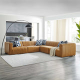 Bartlett Tan 5-Piece Vegan Leather Sectional Sofa - 127.5x127.5" - Ornate Home